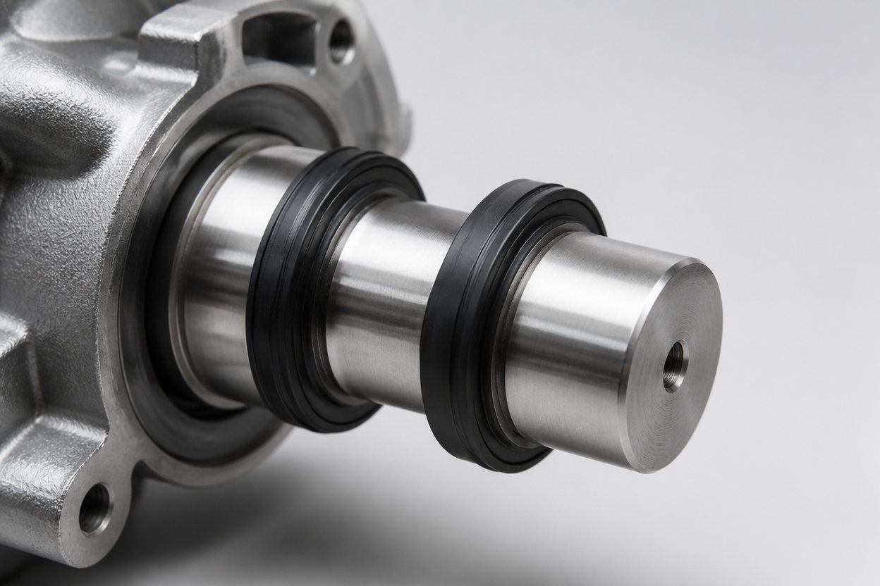 Oil seals fitted on a steel shaft, showing how seals seat on rotating shafts of agricultural equipment