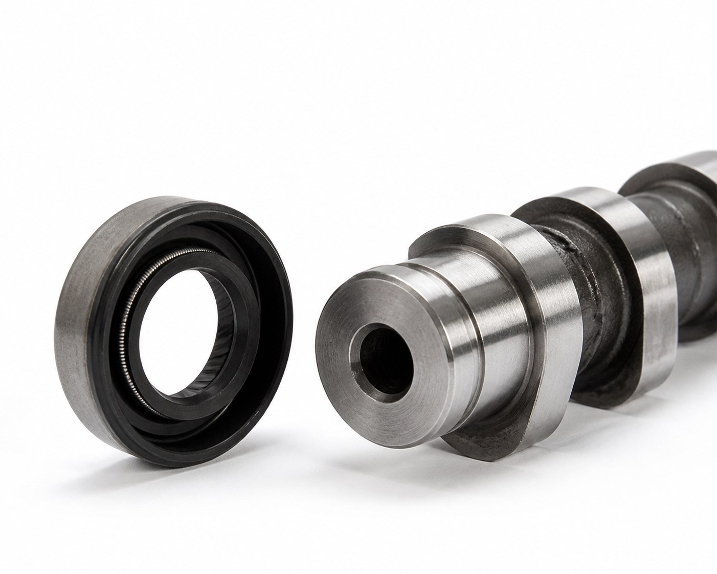 Car engine camshaft oil seal with metal case