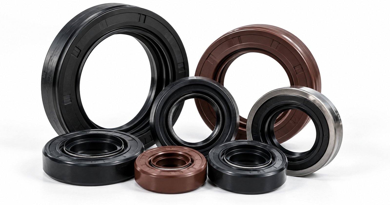 Cutaway illustration of a radial shaft oil seal showing the sealing lip, metal case and garter spring